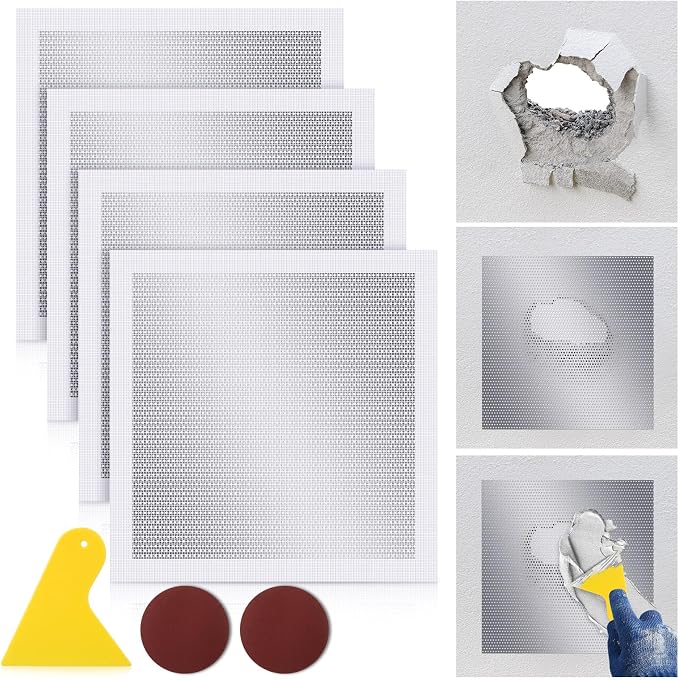 Yaocom 4 Pcs 12x12 Inch Drywall Repair Kit Self Adhesive Mesh Drywall Repair - Image 2