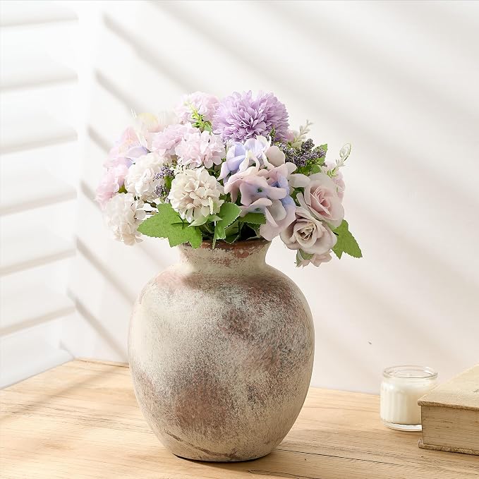 SIDUCAL Ceramic Decorative Flower Vase | 7.48 Inch Pottery Rustic Farmhouse - Image 8