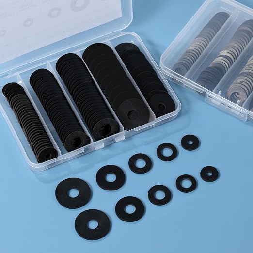 120Pcs Flat Rubber Washers Assortment Kit, 16/18/20/25/30mm Black Washer - Image 4