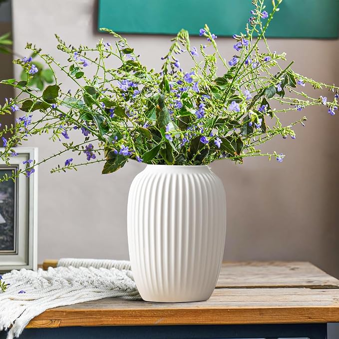 White Ceramic Vase for Modern Home Decor, Minimalistic Nordic Boho Matte Vase - Image 7