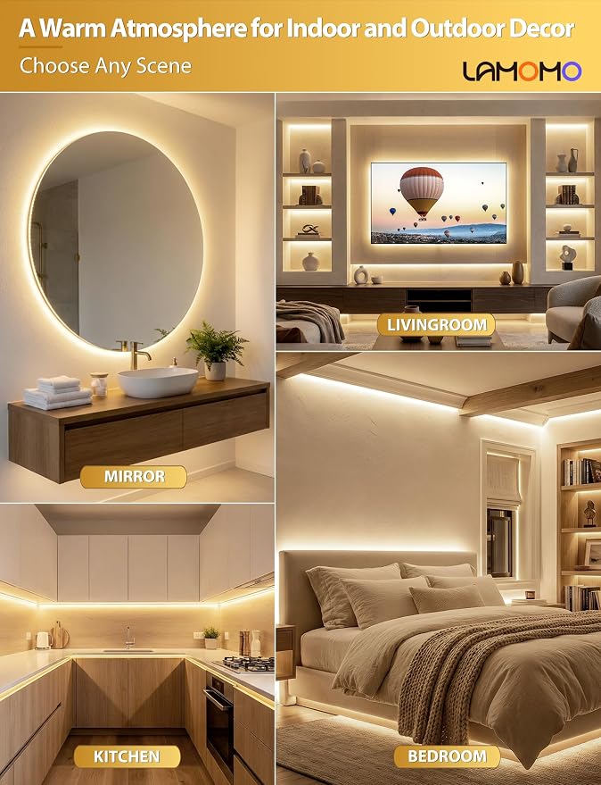 Lamomo COB LED Strip Lights 32.8Ft, Natural White Dimmable Self-Adhesive Led - Image 7