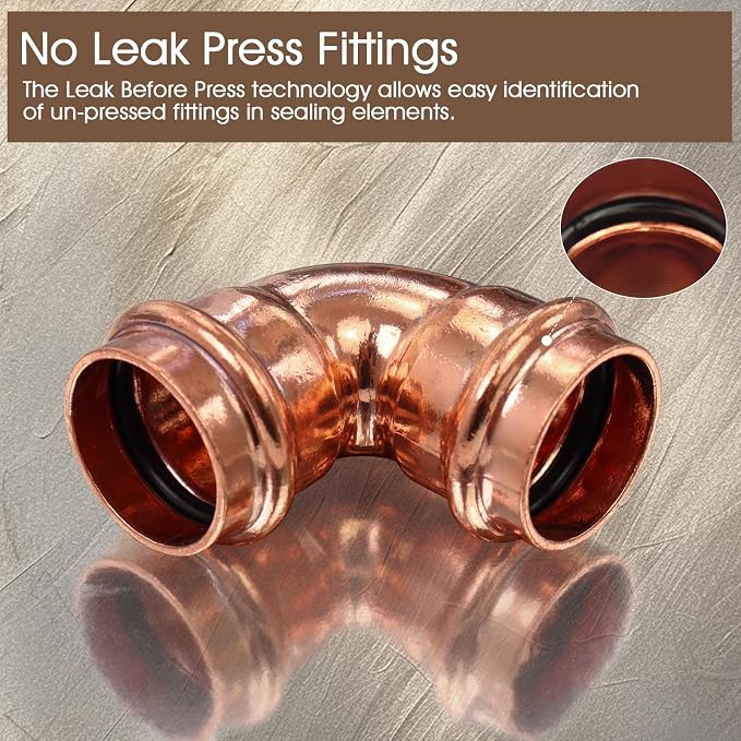 Copper Press Fittings 1 inch, 6PK Copper Coupling 90 Degree Elbow Coupling | - Image 4