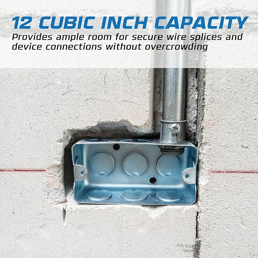 4 Pack - 4x2” Rectangle Steel Electrical Box| 1-1/2" Deep Box - Image 4
