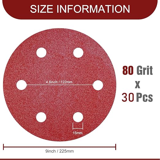 9 Inch Sanding Disc 80 Grit Hook and Loop Sandpaper - Image 2