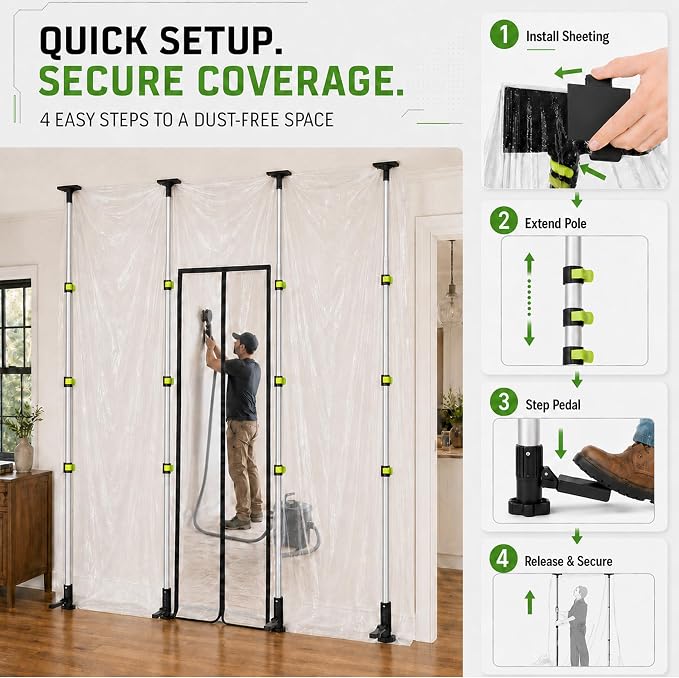 10 FT Dust Barrier Poles for Construction & Home Renovation - Image 6