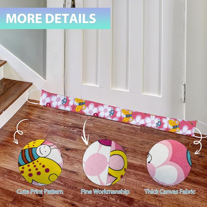 Weighted Door Draft Stopper, 2 Pack 48 Inch Under Door Blocker, Bottom of Door - Image 5