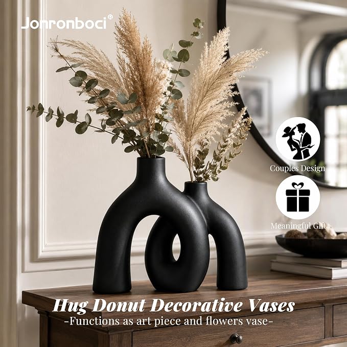 Matte Black Vase Set - Image 2