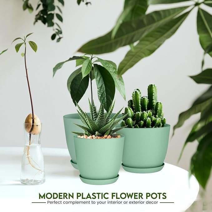 Plant Pots Indoor with Drainage, 10 Pack Multi-Size Planters Set, Mint | - Image 5