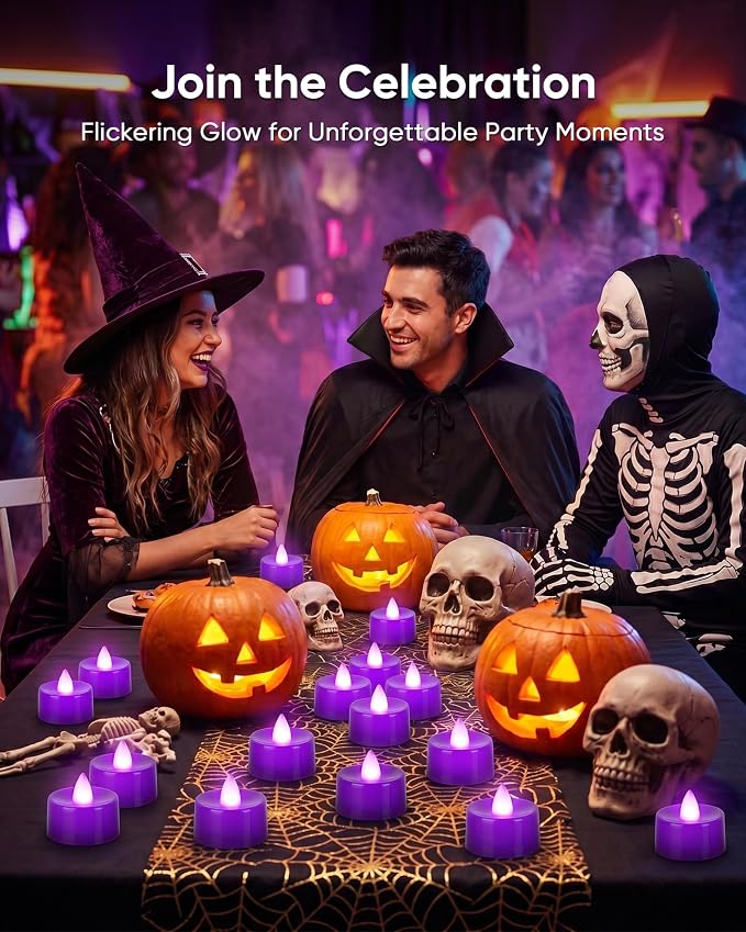 Homemory 12-Pack Purple Flameless Battery Tealight Candles, 200+ Hours | - Image 7