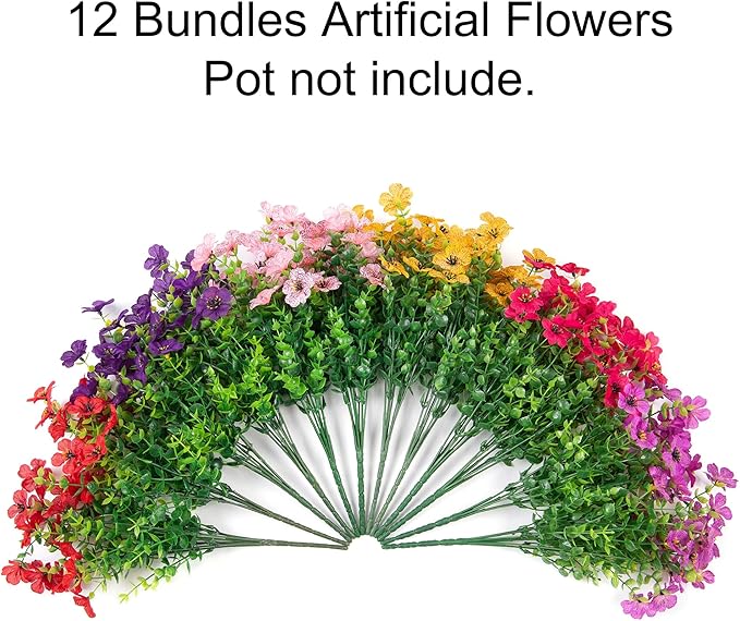florisso Artificial Flowers for Outdoors Daisy 12 Bundles for Home Decor | Faux - Image 4