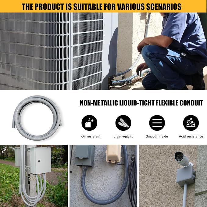 1 inch 10 Foot Liquid-Tight Conduit Kit, Flexible Non Metallic Electrical - Image 6