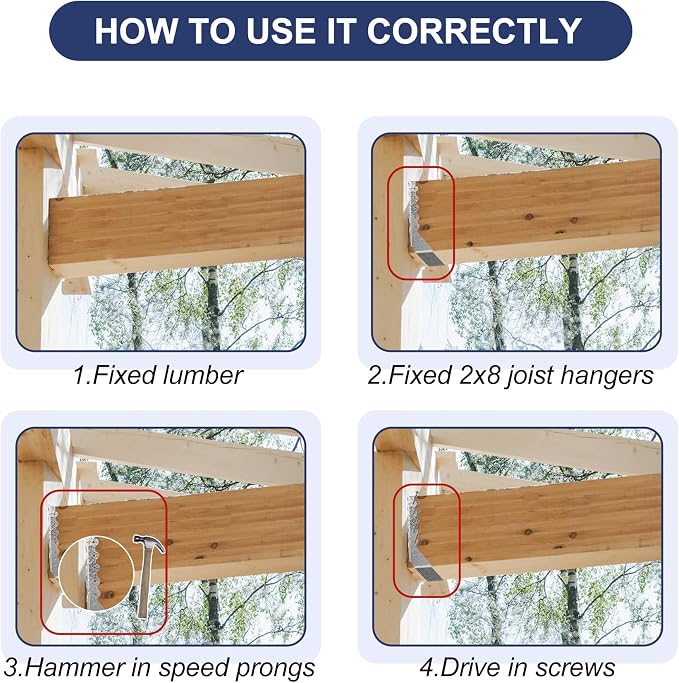 Joist Hangers 2x8 for Wood 18 Gauge Galvanized Face Mount Joist Hanger Bracket - Image 5
