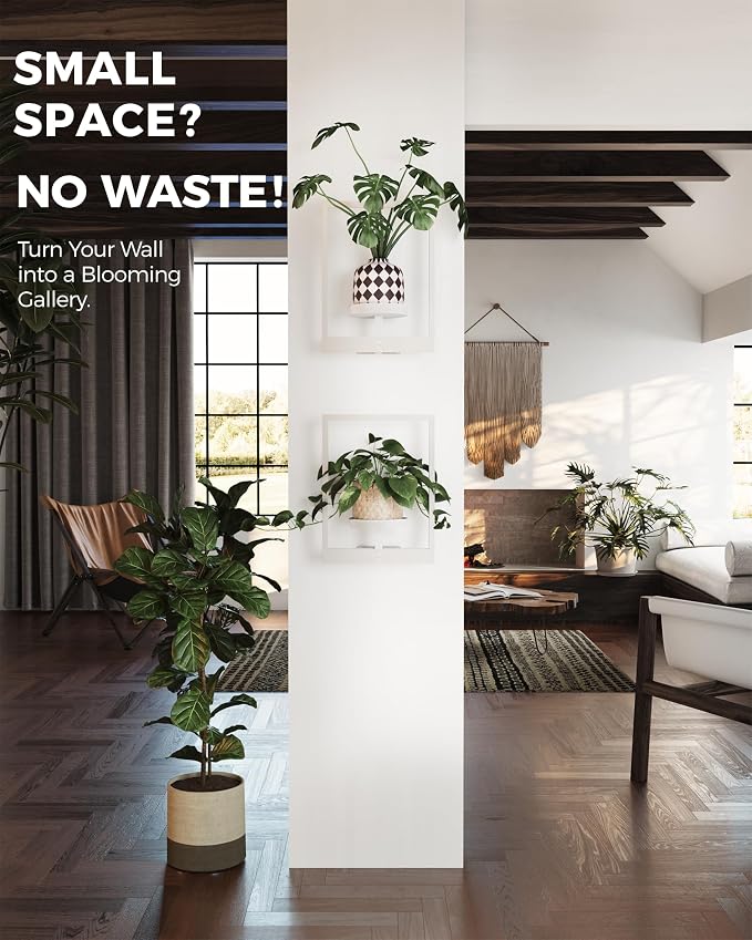 Bamworld Wall Plant Holder Plant Stand Indoor Wall Planters White | Wall - Image 5