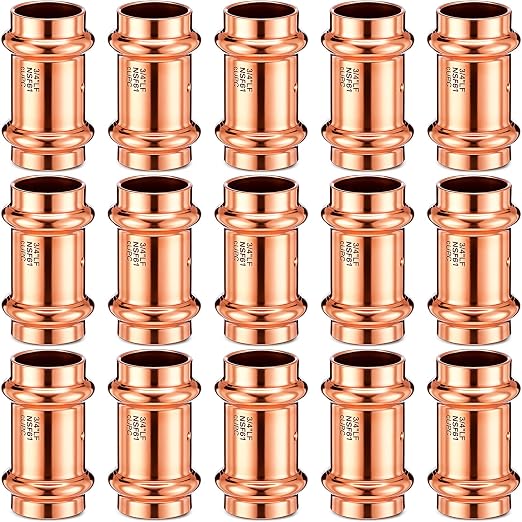 Therwen 15 Pcs Copper Pipe Press Fittings, 3/4 Inch Coupling by Therwen