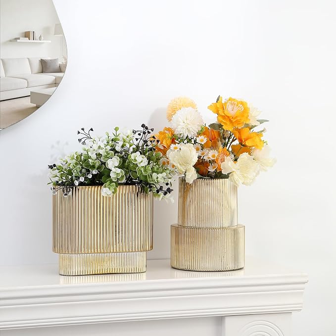 Gold Glass Vases, Modern Glass Vase - Image 4