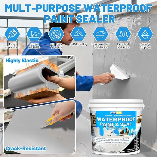 Rubber Liquid Waterproof Sealant, Waterproof Patch Seal Sealer Cloud Gray | - Image 2