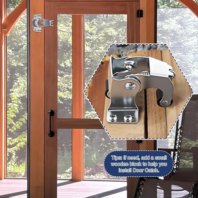 Dreyoo 2 Pack Screen and Storm Door Catch, 2.56 x 1.9 in, Zinc Plated - Image 7