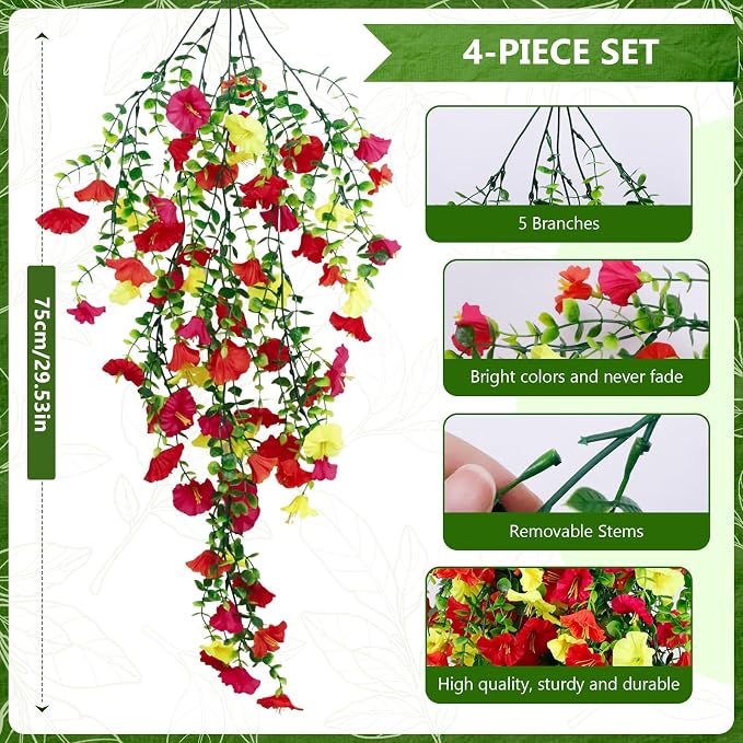 4-Pack Fake Hanging Plants, Faux Hanging Plant Artificial Greenery - Image 3
