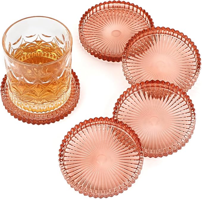 Modern Clear Coaster Set of 5- Glass Coasters by Unknown