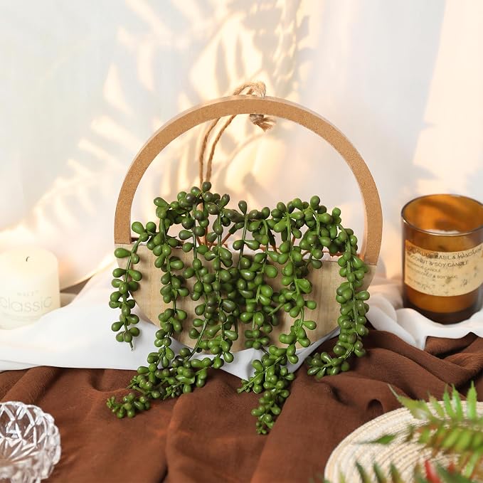 2pcs Artificial Succulents Hanging Plants 12.2'' Fake String of Pearls in Pot - Image 7