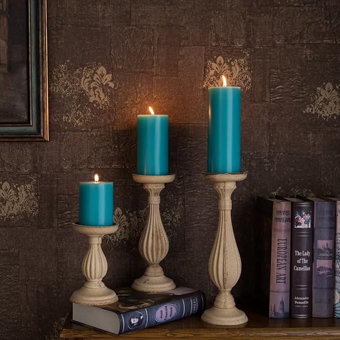 MOZEAL 3" x 8" Hand-Poured Unscented Large Candle, Smokeless Rustic Pillar - Image 6