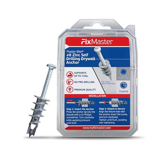 #8 Zinc Plaster Bite Self Drilling Drywall Anchors w/Screws – Heavy Duty Zinc by Unknown