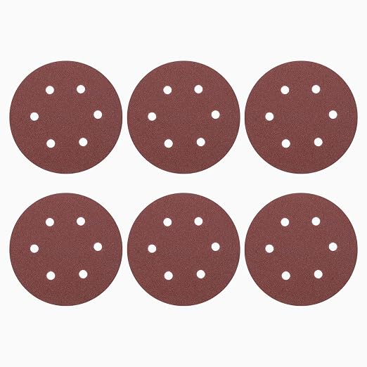 HARFINGTON 25 Pcs 6 Inch Sanding Discs 80 Grit Red Aluminum Oxide 6 Hole | Hook by HARFINGTON
