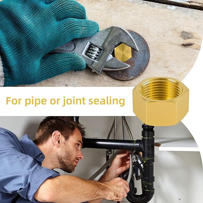 6 PCS Brass Pipe Caps with Rubber Gaskets - Image 6