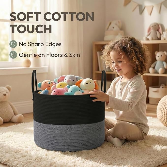 JMvicyroam 115L Extra Large Machine Washable Cotton Rope Blanket Basket | - Image 4