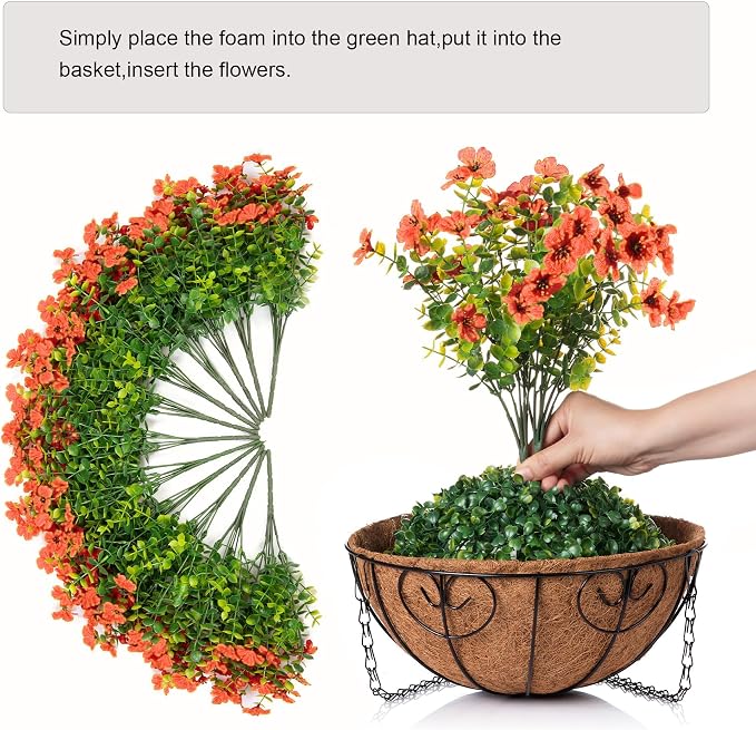 Artificial Fake Fall Hanging Plants Flowers Basket - Image 4