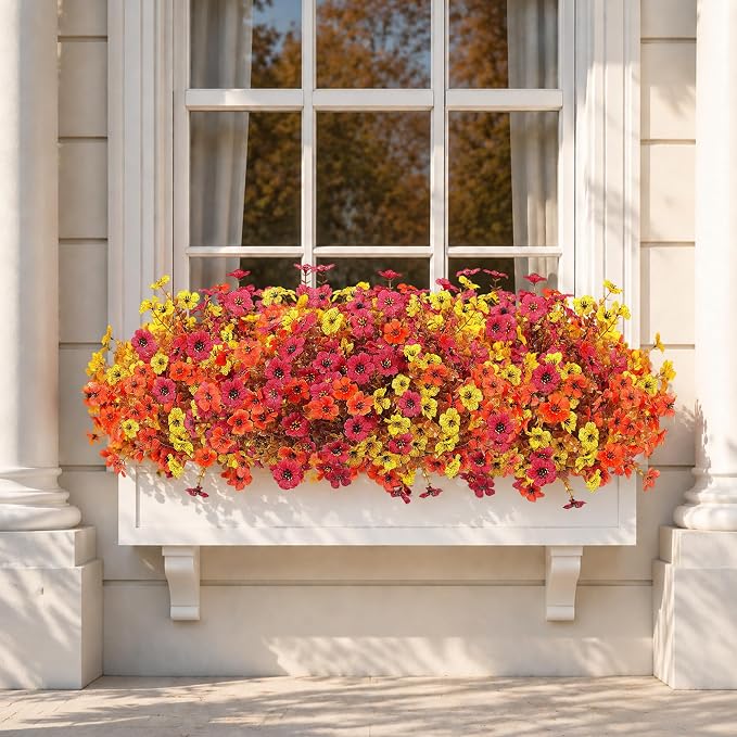 Artificial Faux Mums Fall Flowers Plants - Image 3