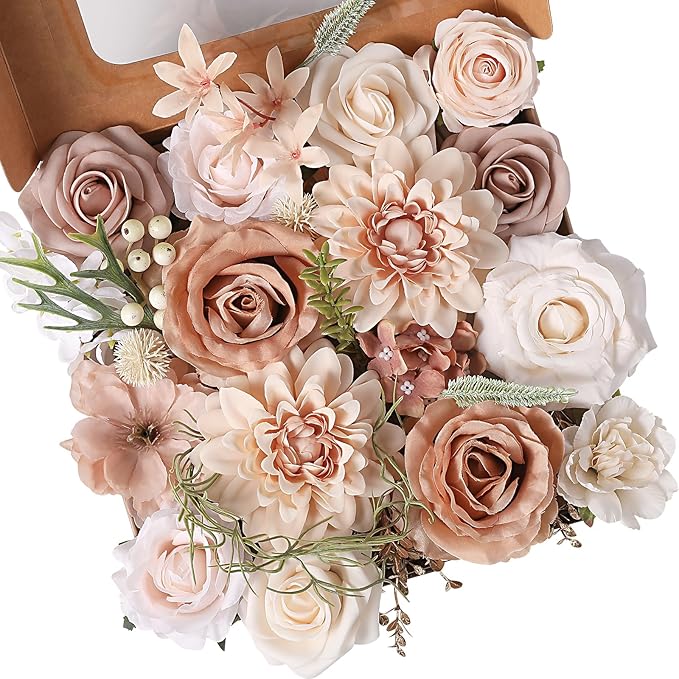 Artificial Flowers Fake Rose Flowers Dahlia by FloweroyalCrafts