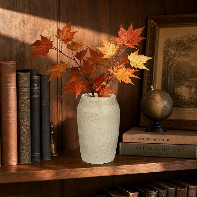 Briful Rustic Vase for Farmhouse Tabletop Decor, 6.8" Small Ceramic Vase - Image 7