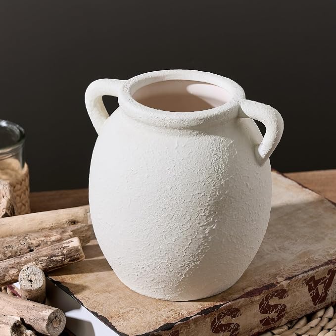 Dobbyby Ceramic Flower Small Vase 6 inch Farmhouse Rustic Vase Decorative - Image 6