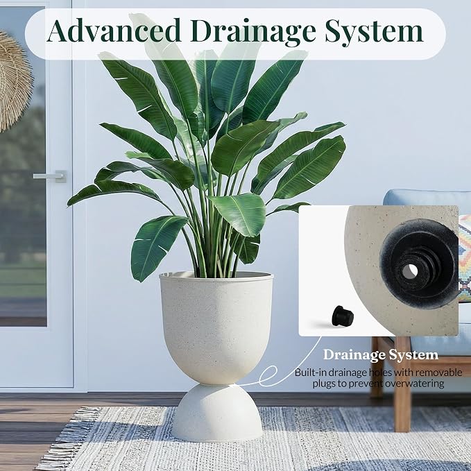 KOL Planters Flower Pots, Plastic Urn Planters - Image 3