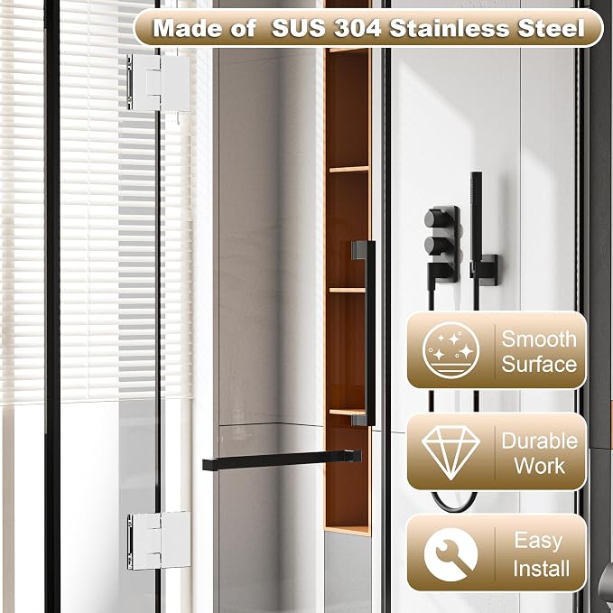 Alise Glass Shower Door Hinge, 180° Hinge - Image 4
