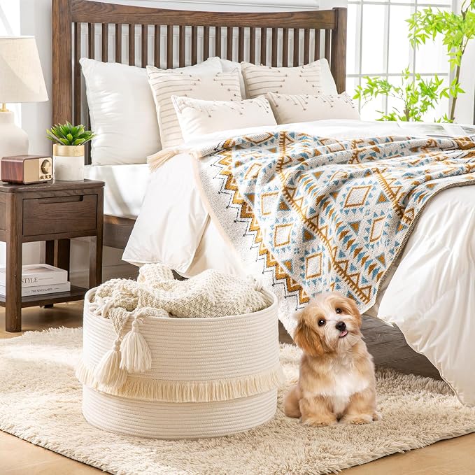 KAKAMAY Large Blanket Basket, Woven Baskets - Image 7