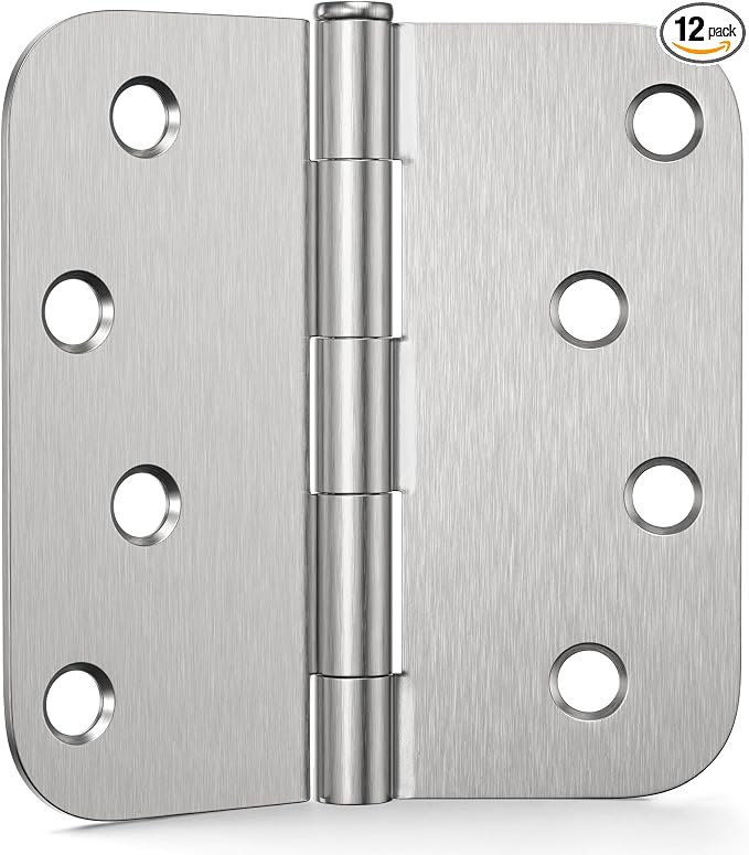 12 Pack Door Hinges 4 Inch, Brushed Nickel Hinges by IOQ