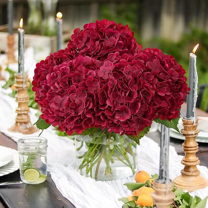 3Pcs 21in Latex Real Touch Hydrangea Artificial Flowers | Lifelike Large - Image 9