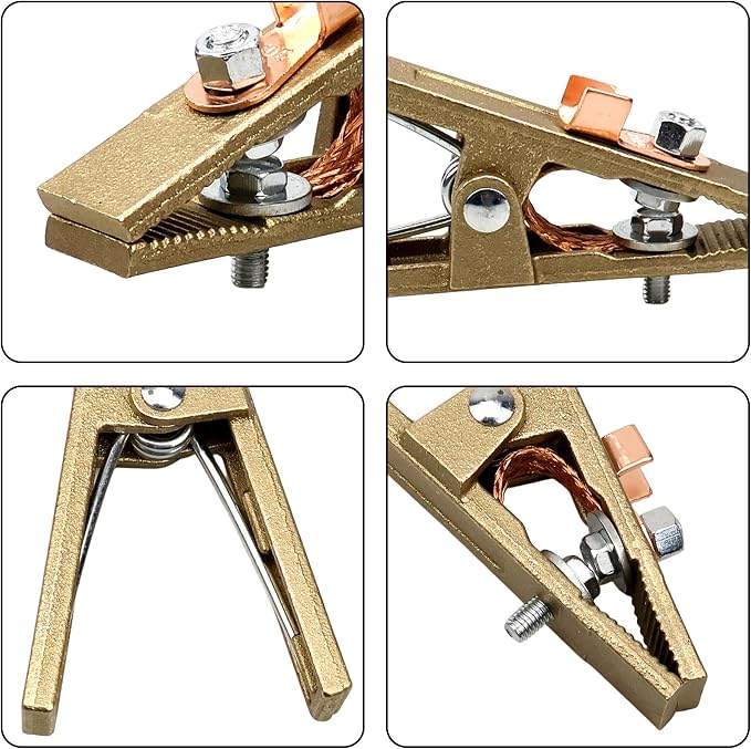 300-Amp Welding Ground Clamp, Brass A-shape Earth Clamp - Image 5