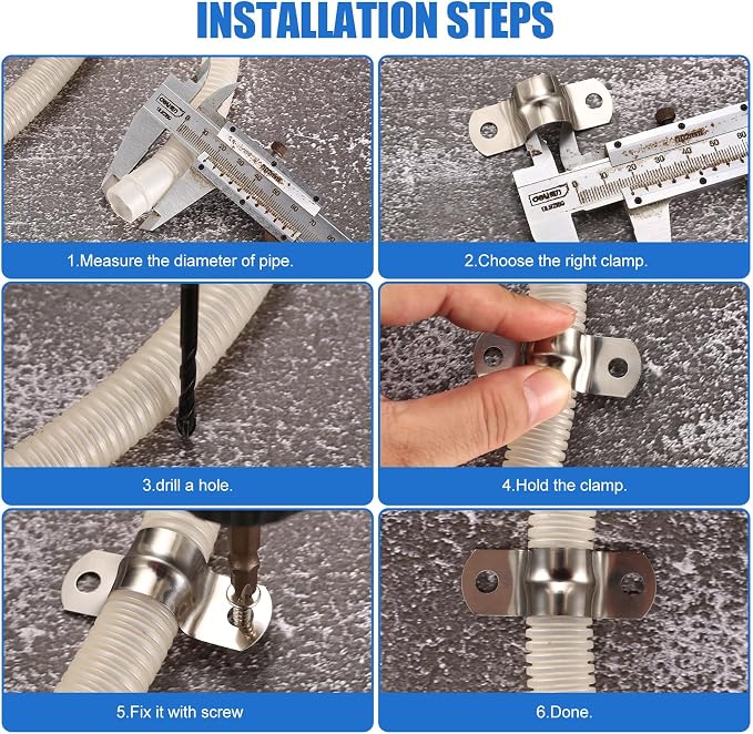 90 Pcs Two Hole Strap U Clamp, Pipe Strap U Bracket Clamp, Stainless Steel - Image 3