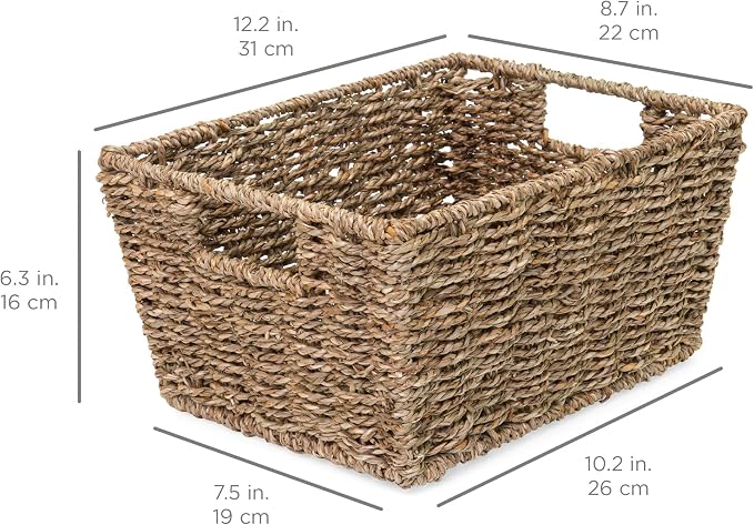 Best Choice Products Rustic Set Of 4 Multipurpose Stackable Seagrass Storage - Image 6
