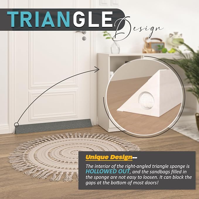 SYIPO Triangle Door Draft Stopper，35.4" New Weighted Under Door Draft Blocker - Image 6