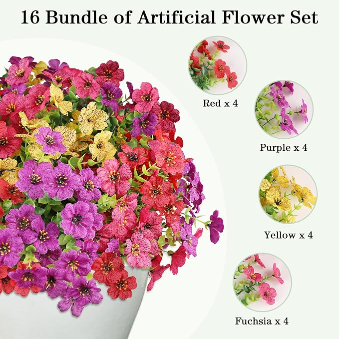 AGIRL Artificial Flowers Outdoor UV Resistant Fake Plant Garden Patio Decor | - Image 2