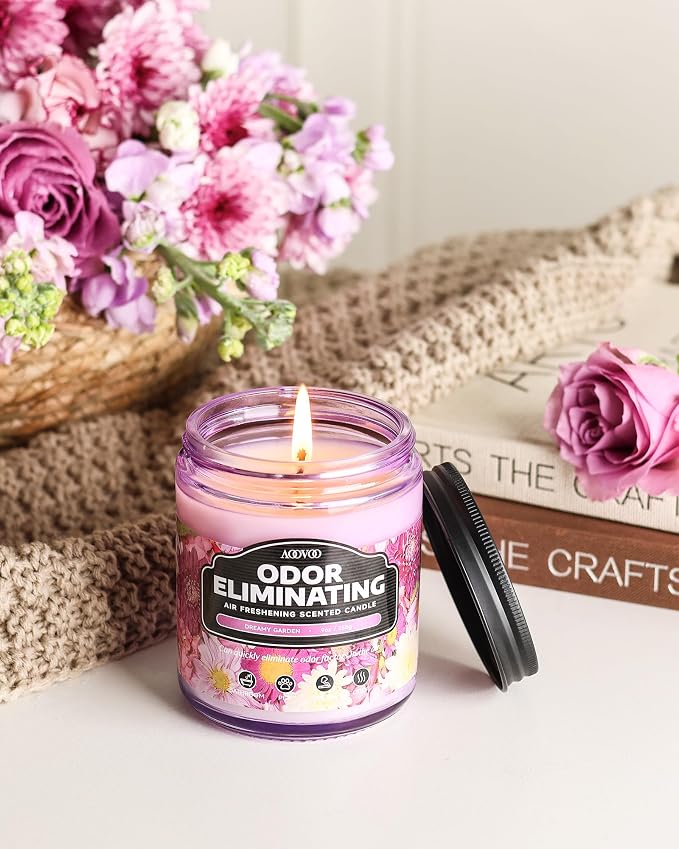 AOOVOO Dreamy Garden 2 Pack Odor Eliminating Candle - 18 oz Soy Candles | - Image 7