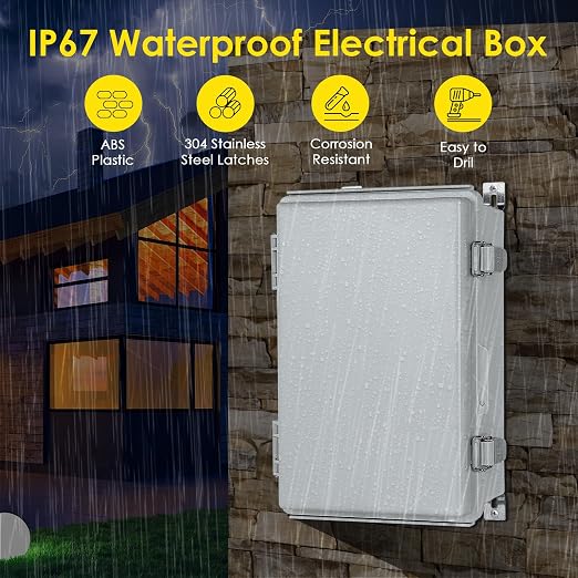 IP67 Outdoor Electrical Junction Box Waterproof 11.4"×7.5"×5.5" | Weatherproof - Image 2