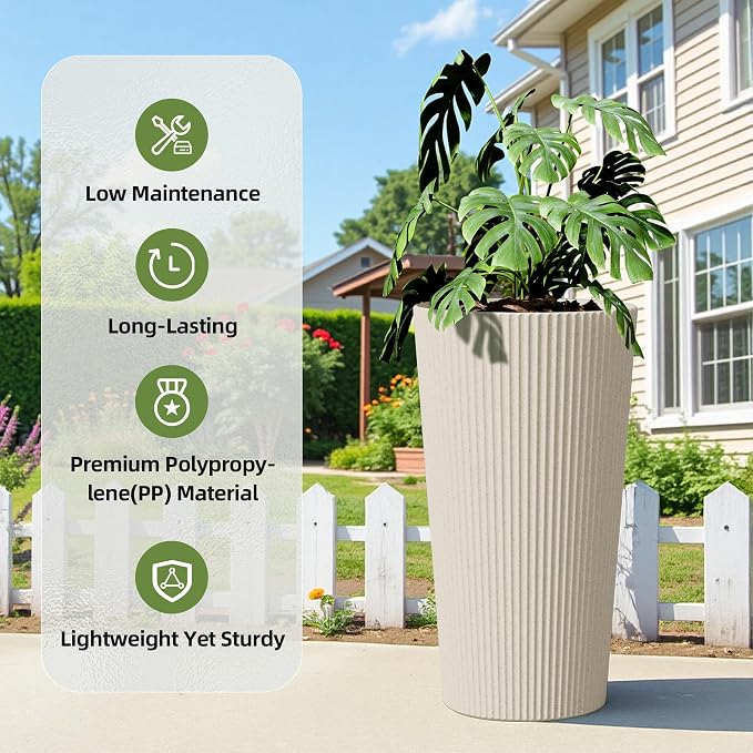 24" Tall Planters for Outdoor Plants Set of 2 - Image 5