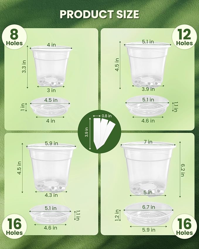 24 Pcs 7/6/5/4 In Clear Nursery Pots - Image 2