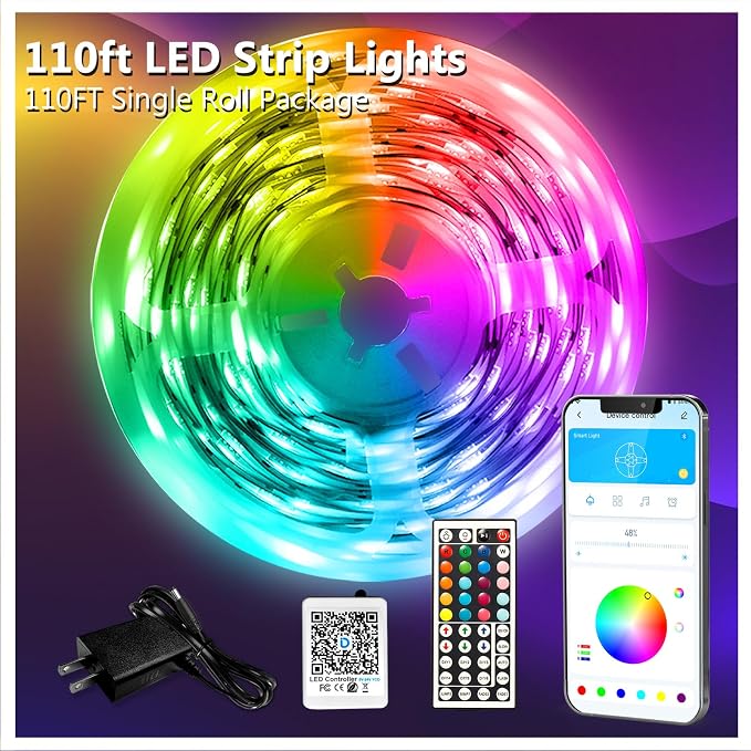 DAYBETTER LED Strip Lights 110ft1Roll RGB Music Sync Smart App Control | Indoor - Image 5