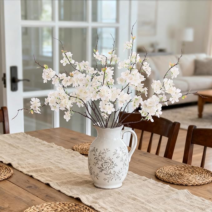 INXUGAO Artificial Cherry Blossom Branches Decor 12 PCS Fake Flowers Indoor | - Image 6